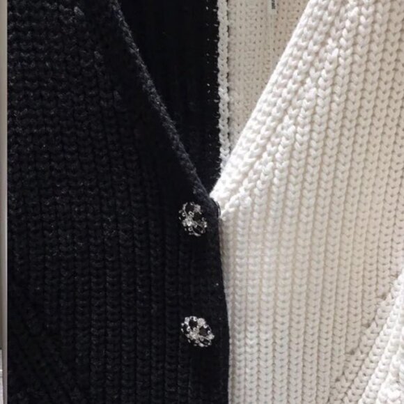 NWT Self-Portrait Two Tone Button-up Cardigan - Picture 9 of 10